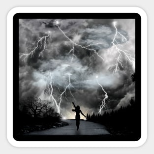 Wild Storm Dance - Woman Surrounded by Lightning Sticker